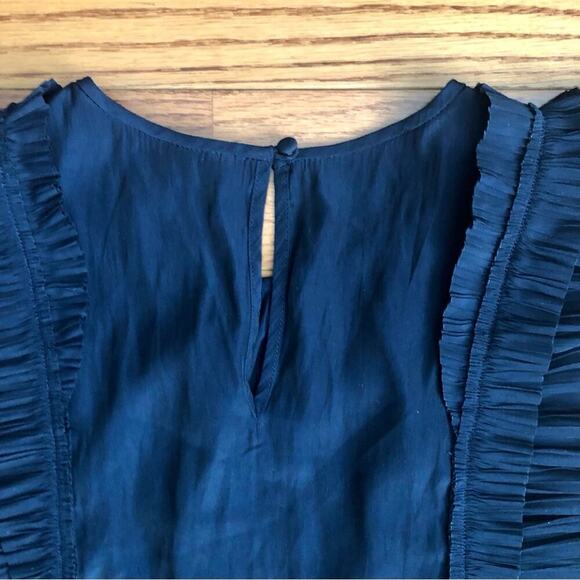 Joie Cruzita Pleated-ruffle Sleeveless Blouse In Midnight Blue Women’s Size S - Picture 5 of 8